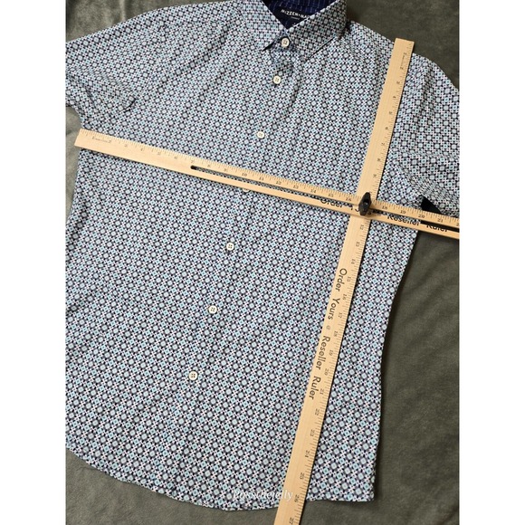 Mizzen+Main Shirt Mens Small Trim Geometric Aztec Print Polo Performance Golf - Picture 7 of 12